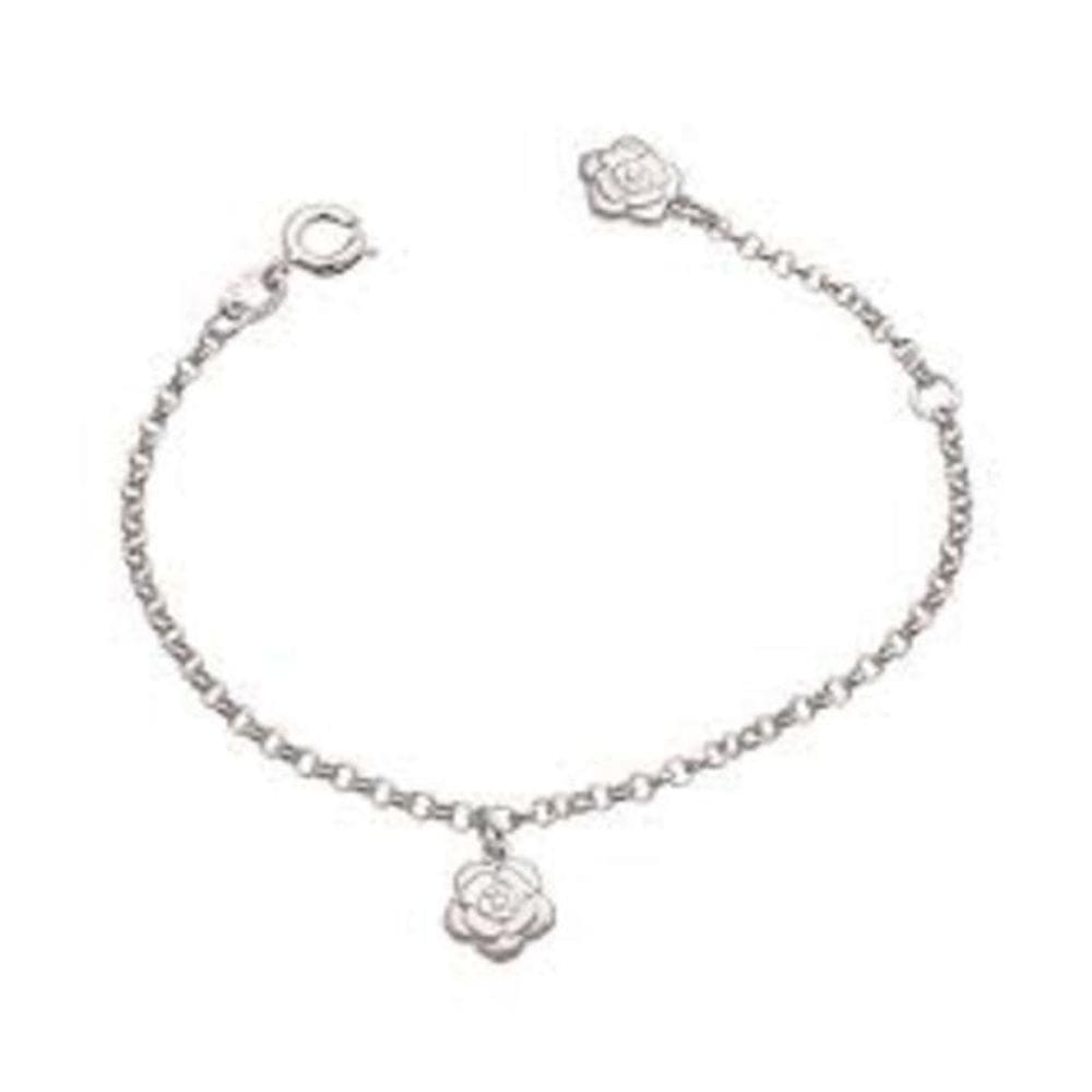 Pulseira Prata Com 2 Carmelia 7.5Mm 12Cm + 2Cm Alongador