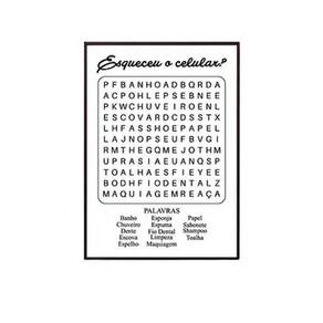 Quadro Caça Palavras Para Banheiro 24X18 C/Vidro - Preta