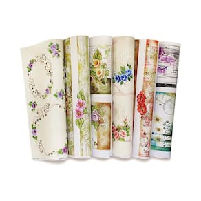 Papel Com Estampa Papel Painted Flower 2 Ref C17 6 Folhas