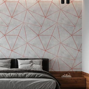 Papel De Parede Adesivo Zara Cimento Com Rosê Gold - 3,0M