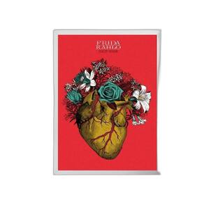 Quadro Coração Frida Khalo Moldura Branca Com Vidro 24X18Cm