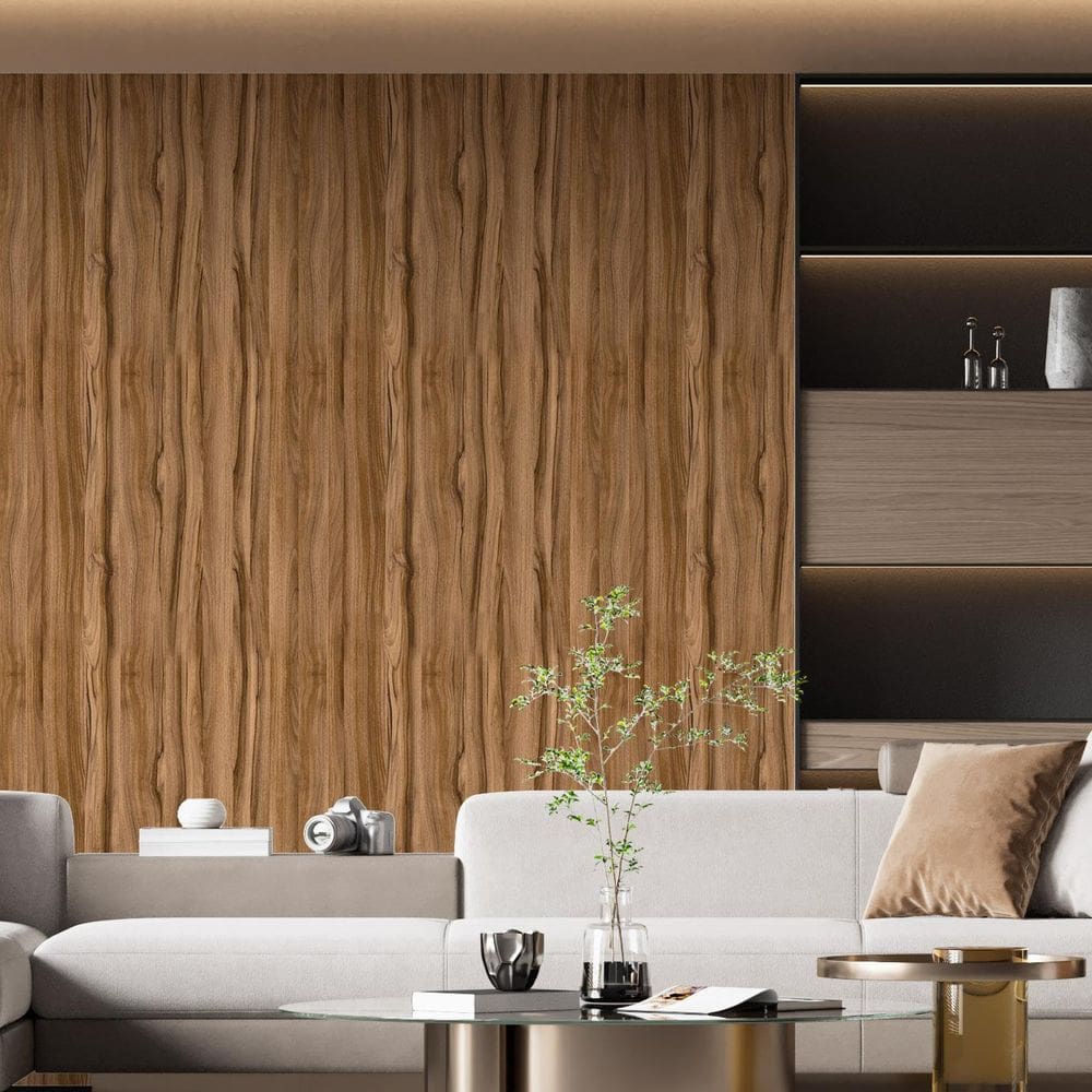 Kit 7 Rolos Papel De Parede Adesivo Madeira Ondulada 3,0M