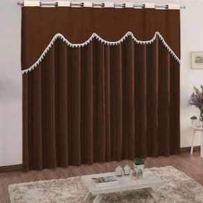 Cortina Classic Varão Em Malha 3,00X2,50M Sala Quarto Tabaco