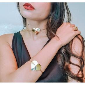 Bracelete Carla Diaz Coração Folheado A Ouro 18K