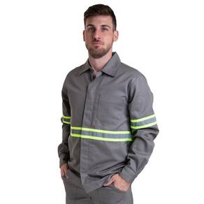 Camisa Profissional Aberta Manga Longa Faixa Refletiva Sitel Neon Cinza