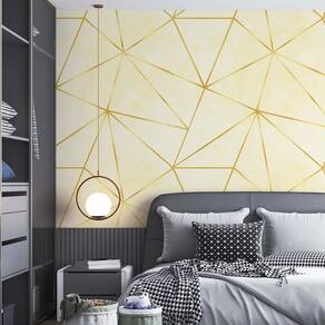 Papel De Parede Adesivo Zara Ouro Branco E Dourado - 3,0M
