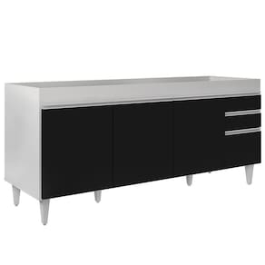 Balcão Gabinete Para Pia 180cm Sem Tampo Dallas Branco-preto - Lumil