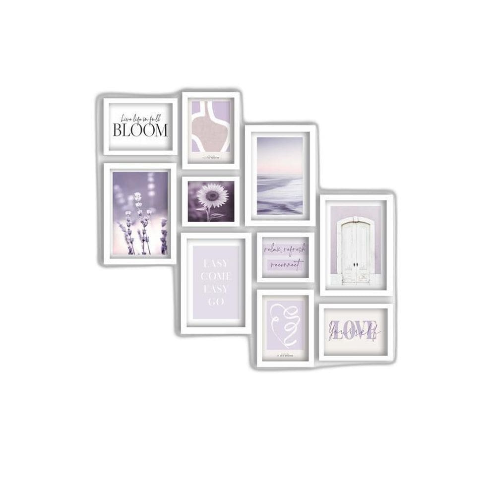 Kit 10 Quadros Decorativos Moldura Branca Arte Moderna Relax