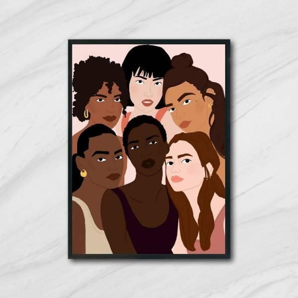 Quadro Somos Todas Lindas 33X24Cm - Com Vidro Moldura Preta