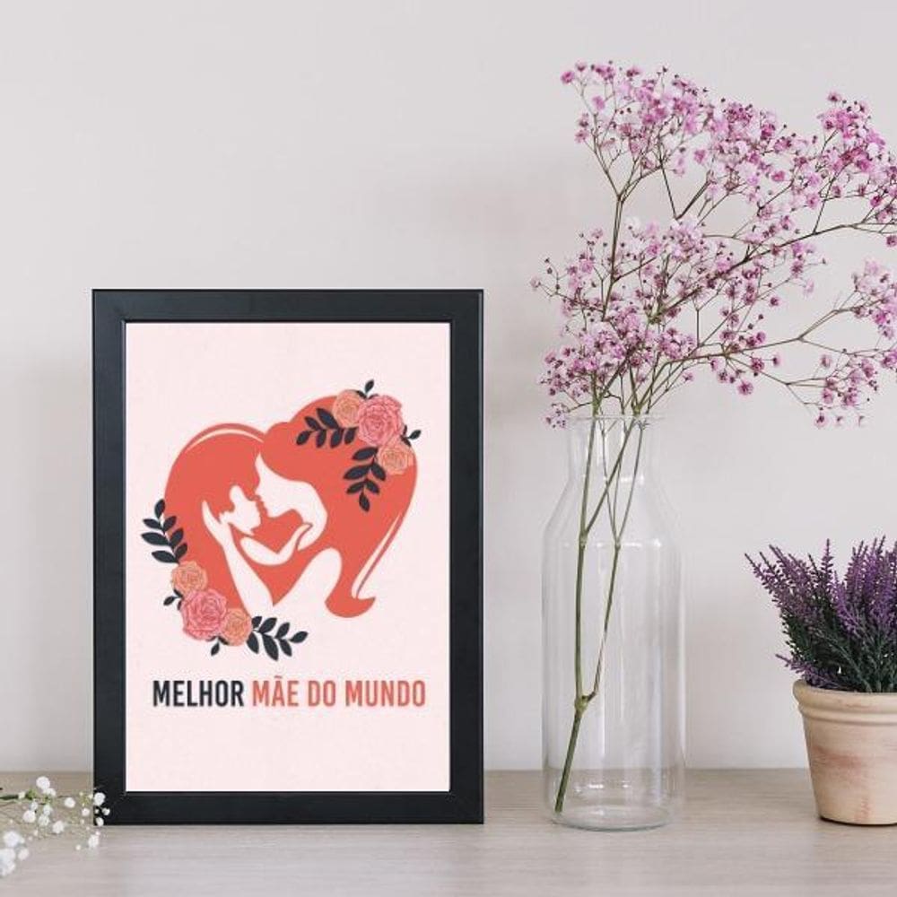 Quadro Decorativo Melhor Mãe Moldura Preta 24X18Cm