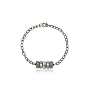 Pulseira Elos Zircônias Banho Ouro 18k Ouro Negro 17cm