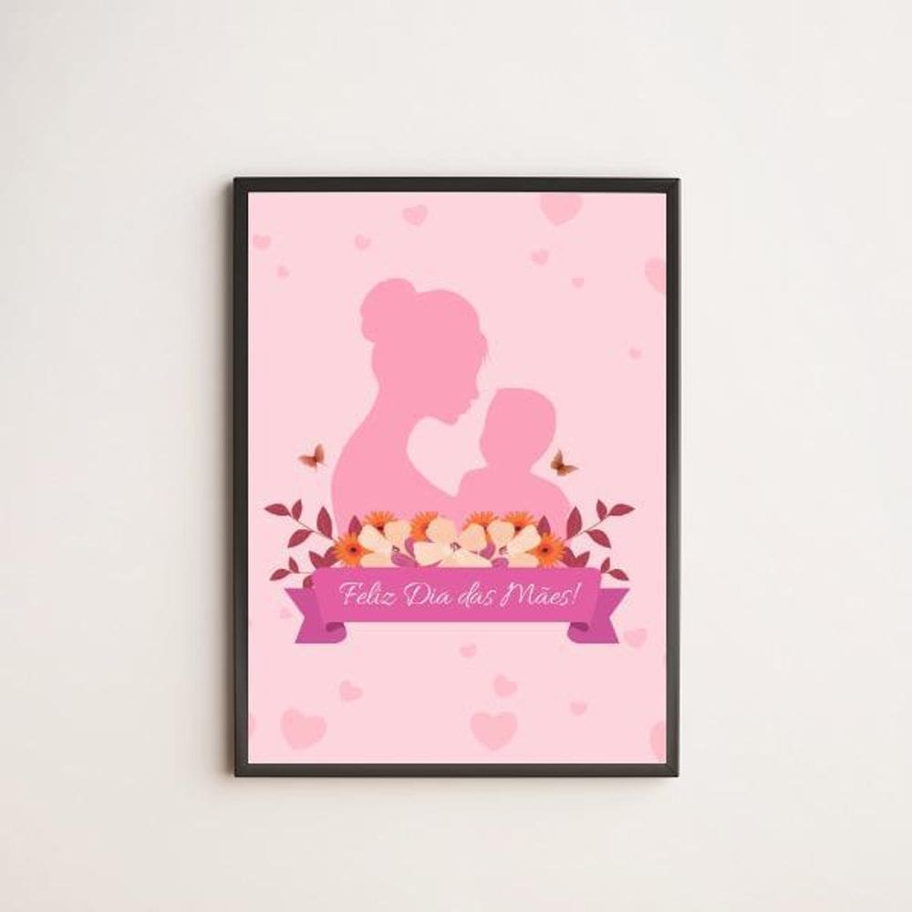 Quadro Silhueta Feliz Dia Das Mães 24X18Cm