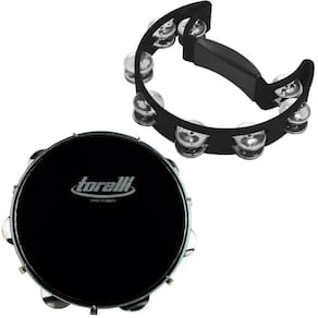 Kit Samba Pandeiro Pele Preta + Pandeirola Meia Lua Torelli
