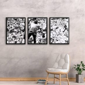 Kit 3 Quadros Comemoração Futebol 24X18Cm Moldura Preta