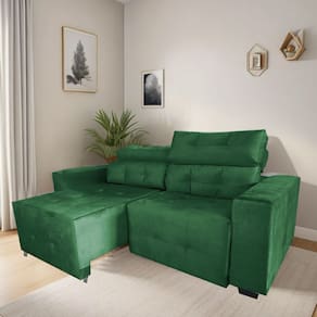 Sofá Retrátil e Reclinável Berlin Sala Quarto 2,00 Verde