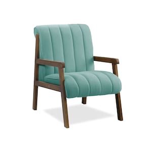 Poltrona Decorativa para Sala Base de Madeira Daline Bouclê Azul Turquesa E03 - D`Rossi