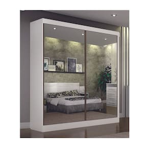 Guarda Roupa Solteiro Espelhado 2 Portas 3 Gavetas - São Paulo-Branco - Leifer Móveis