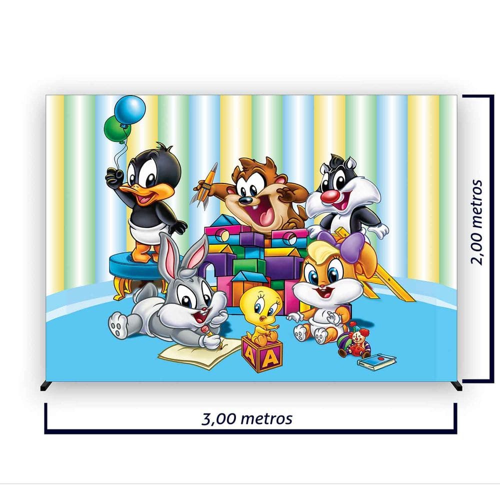 Painel de Festa Retangular Looney Tunes Várias Medidas - Fera Print