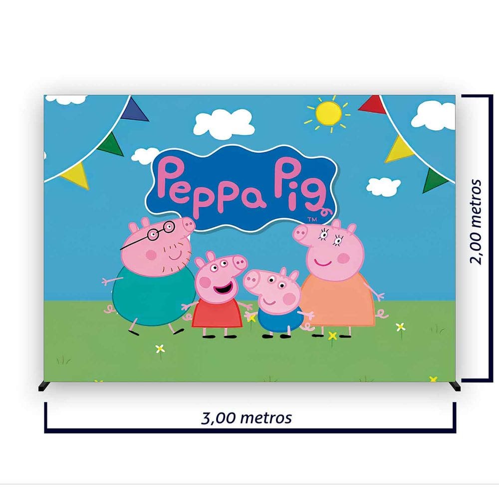 Painel de Festa Retangular Peppa Pig Várias Medidas - Fera Print
