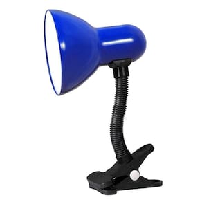 Luminária De Mesa Com Presilha Articulada Azul Escuro Entrada E27 Bivolt Para Escritório