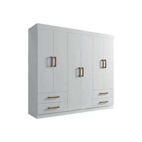Guarda Roupa Casal 6 Portas 4 Gavetas - Recife-Branco - Leifer Móveis