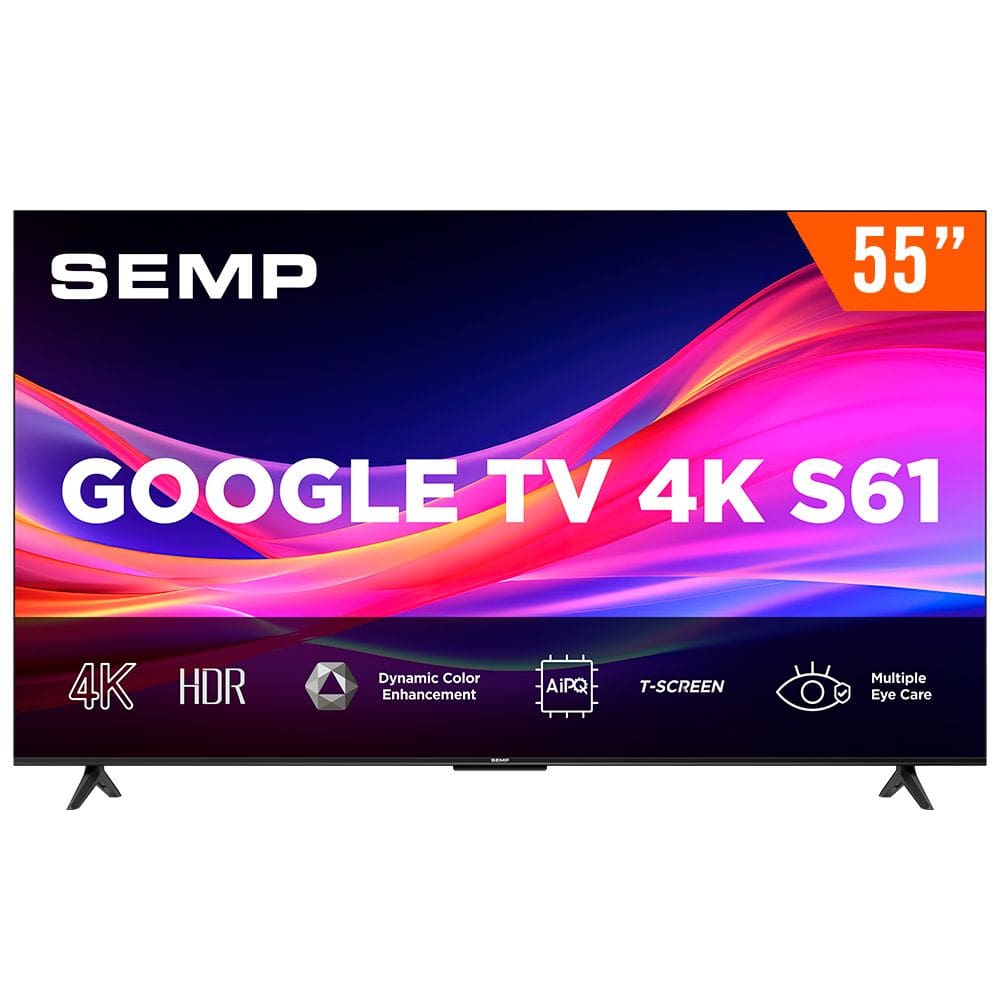 Smart TV 55" Google TV LED Ultra HD 4K Semp 55S61 3 HDMI 1 USB Bluetooth HDR10 Bivolt