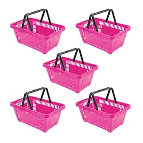 5 Cestos Compras Plástica D100 Cód. 3400 Rosa - Della Plast