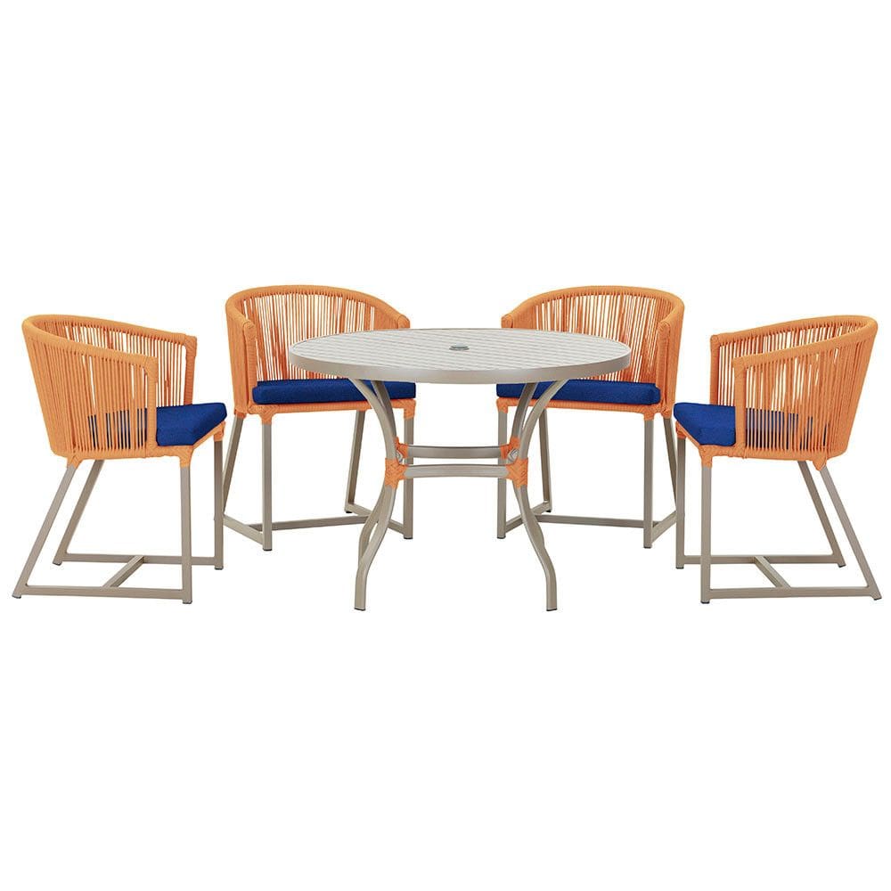 Mesa com 4 Cadeiras de Jantar Roma 100cm e Noronha em Aluminío
