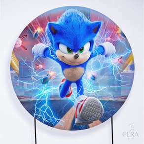 Painel Decorativo para Festa 1,30x1,30 metros Vesti Fácil com Elástico Sonic - Fera Print