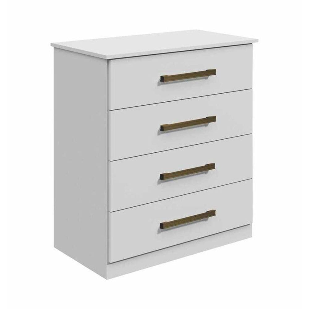 Cômoda para Quarto 4 Gavetas - Rubi-Branco - Móveis Leifer