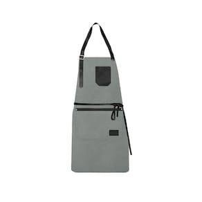 Avental Cinza e Couro Preto Barista Barbearia Chef Cozinha 1un