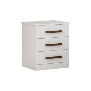 Mesa de Cabeceira com 3 Gavetas - Rubi-Branco -Leifer Móveis