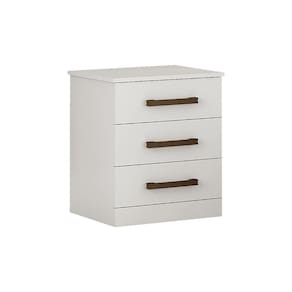 Mesa de Cabeceira com 3 Gavetas - Rubi-Branco -Leifer Móveis