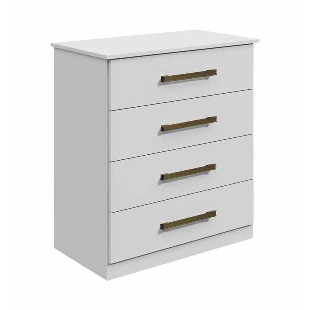 Cômoda para Quarto 4 Gavetas - Rubi-Branco - Móveis Leifer