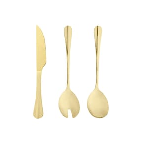 Colher Garfo e Faca Dourado Utensilios Cozinha Aço Inox 3un