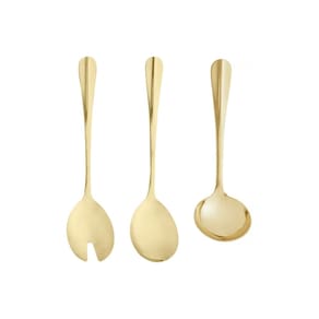 Colher Garfo Concha Dourado Aço Inox Utensilios Cozinha 3un