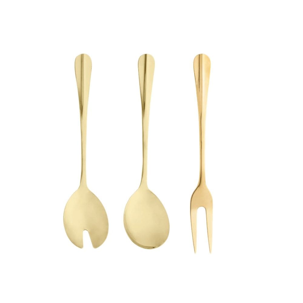 Colher Garfo Trinchante Dourado Aço Inox Utensilios 3un