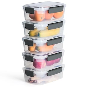 Recipientes de armazenamento de alimentos YORY, 9 xícaras, conjunto de plástico com 5 tampas