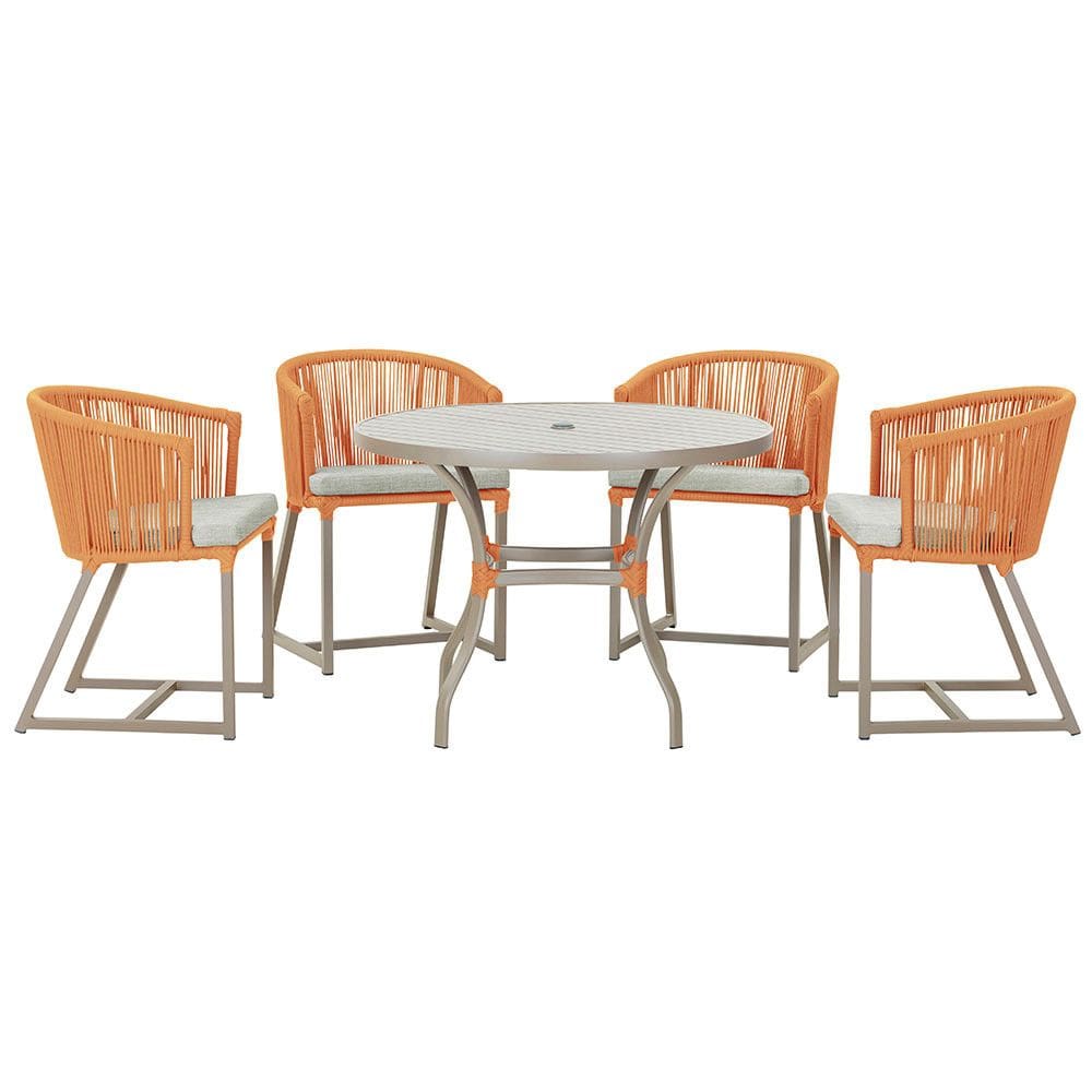 Mesa com 4 Cadeiras de Jantar Roma 100cm e Noronha em Aluminío
