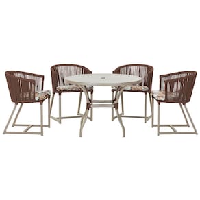 Mesa com 4 Cadeiras de Jantar Roma 100cm e Noronha em Aluminío
