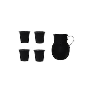 Jarra Bojuda 1L e Copos Aluminio Preto 5un