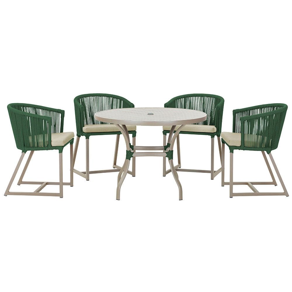 Mesa com 4 Cadeiras de Jantar Roma 100cm e Noronha em Aluminío