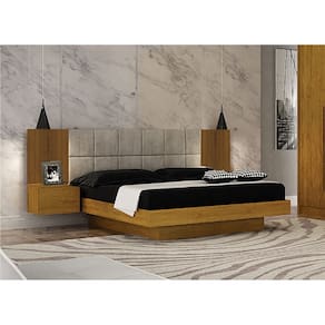 Cama Casal com Painel Estofado - Braga - Leifer Móveis