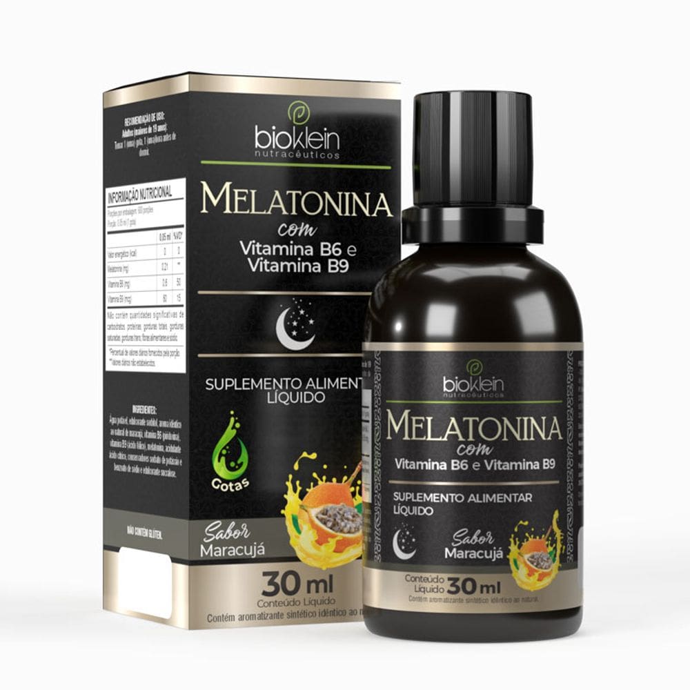 Melanina Gotas 30ml Vitamina B6 B9 Maracujá Bioklein