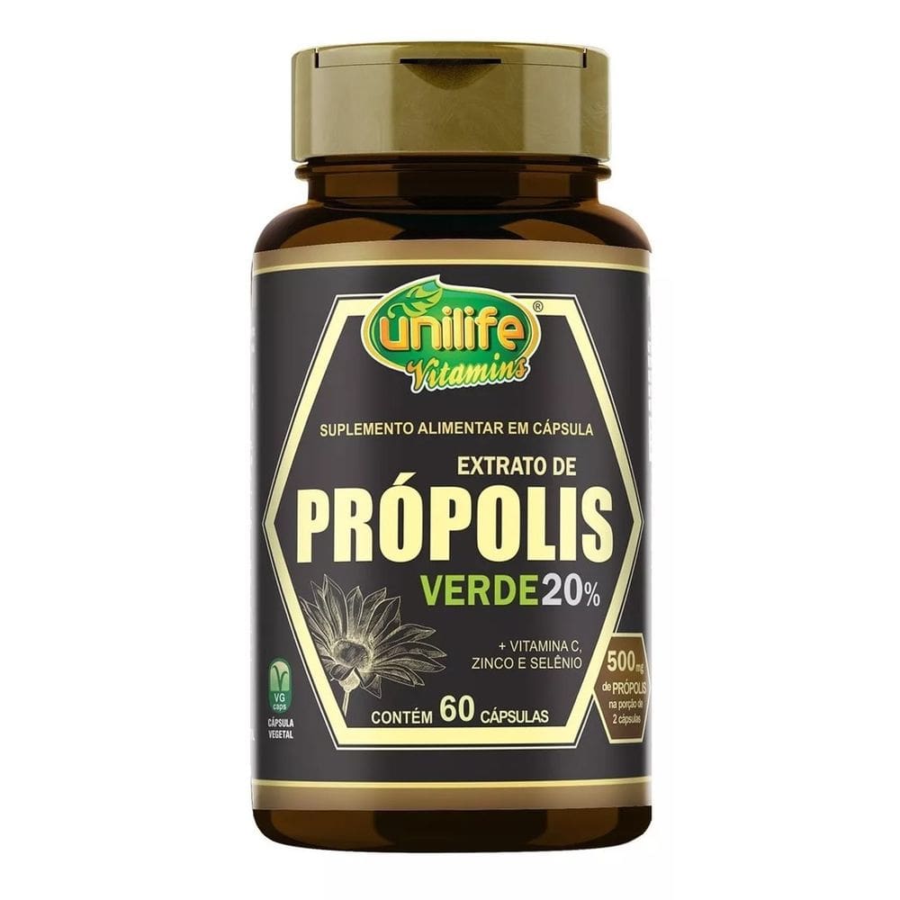Extrato de Própolis Verde 500mg 60 Cápsulas - Unilife