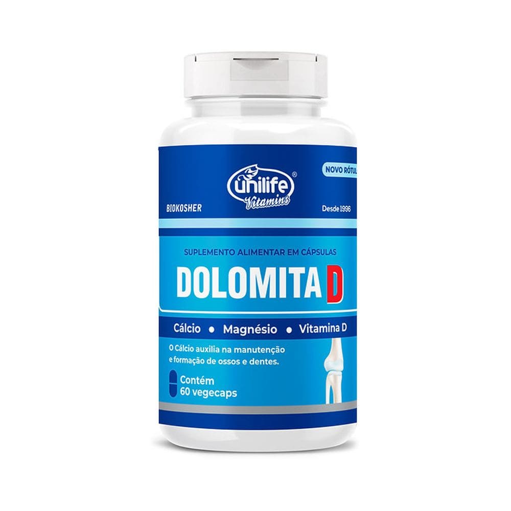 Dolomita D 950mg 120cps Cálcio, Magnésio, Vitamina D-Unilife