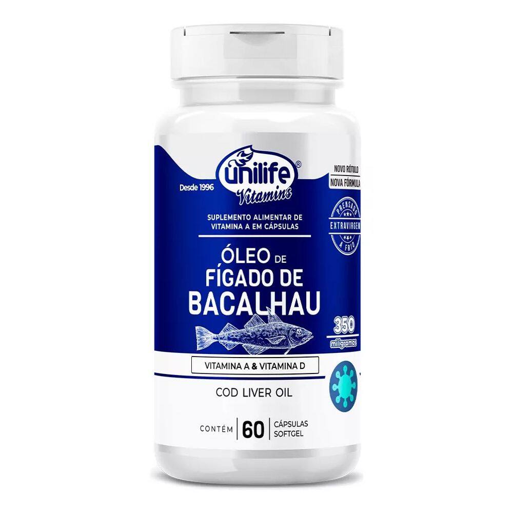 Óleo de Fígado de Bacalhau com Vitaminas A e D 60cps-Unilife