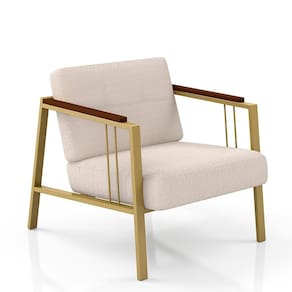 Poltrona Estofada Pomezia Industrial Dourado/bouclé Off White - M.a
