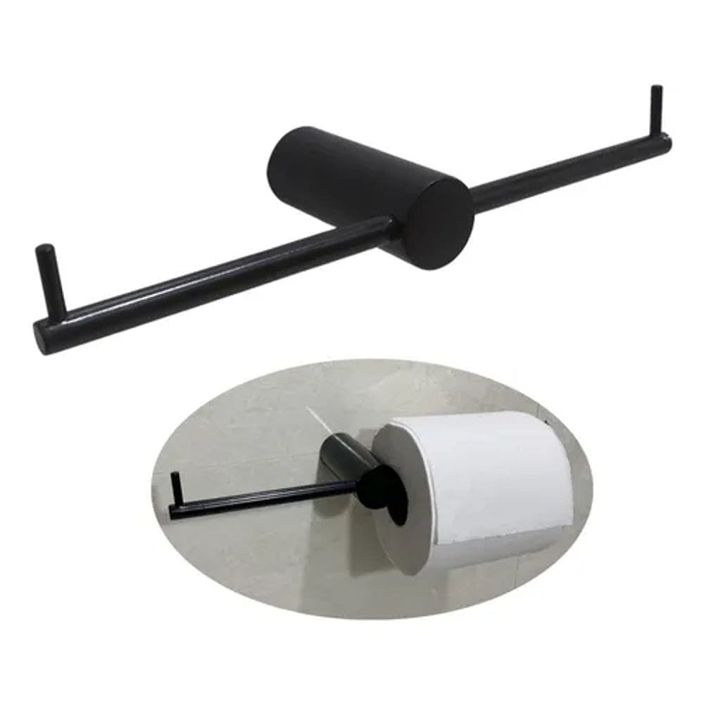Suporte Porta Papel Higiênico Duplo Preto Fosco Inox 304 Linha Paris - Pa2012pr