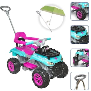 Quadriciclo Infantil Tiffany Empurrador E Pedal Cross Up Flower Calesita